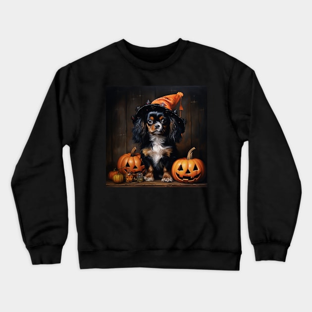 English Toy Spaniel Halloween Crewneck Sweatshirt by NatashaCuteShop